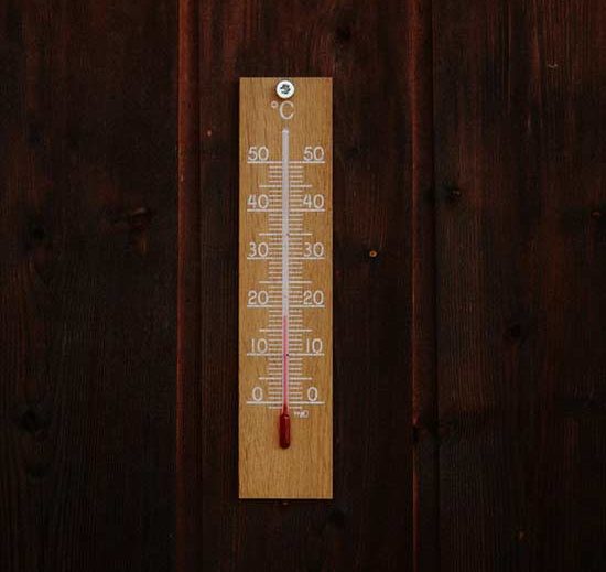 Thermometer for wood, as we learn how changes in temperature indirectly influences EMC by affecting the relative humidity.