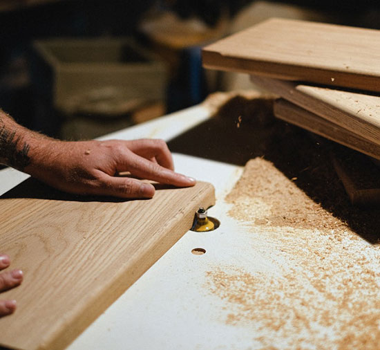 A woodworker shaping a wood plank as we discuss the importance of measuring the moisture content of wood