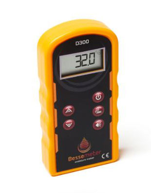 A yellow Bessemeter D300 wood moisture meter