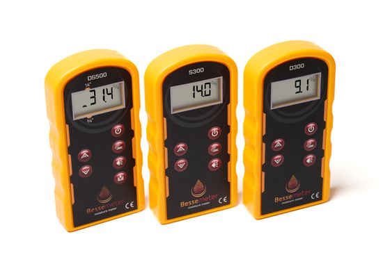 A lineup of three Bessemeter wood moisture meters that can be used to check the moisture content of cabinets