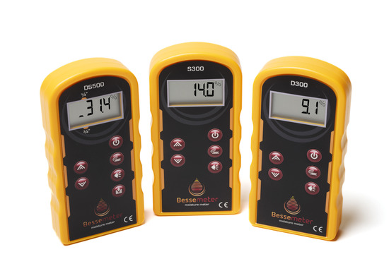 A lineup of Bessemeter moisture meters