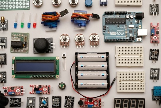 Circuitry of an electronic laid out on a table