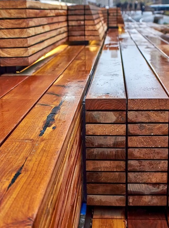 A pile of freshly milled green wood