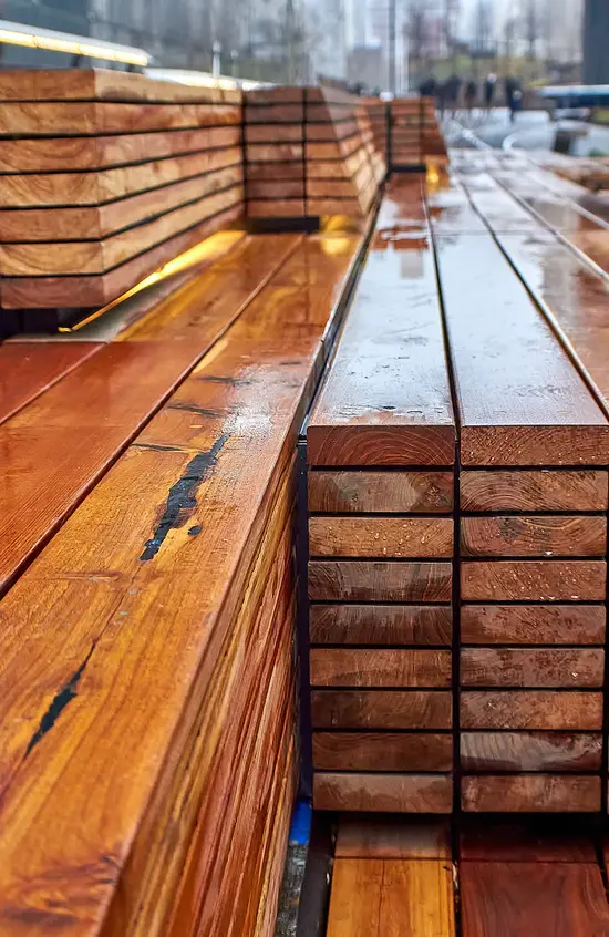  A pile of wet lumber for a construction project