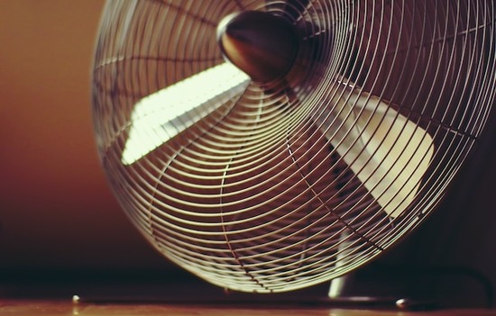 An electric fan, used in a wood drying kiln for air circulation