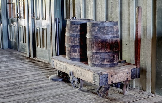 Old wooden barrels