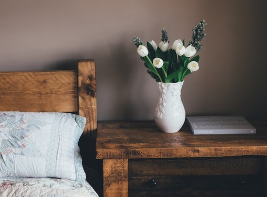 An end table made with reclaimed wood