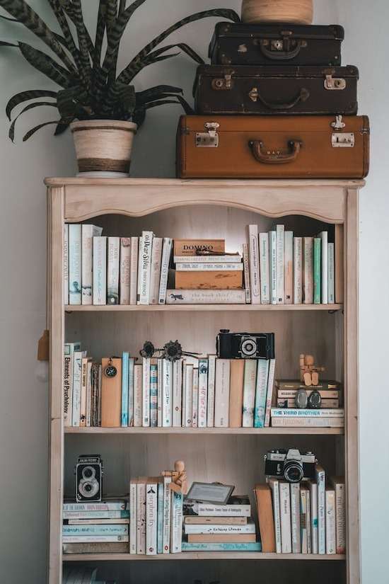 An oak wood bookshelf 