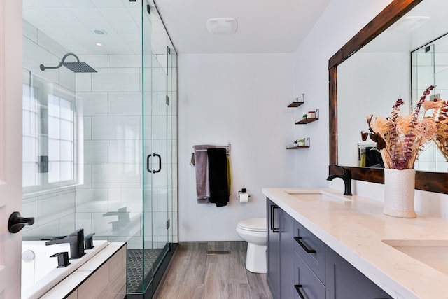 A bathroom with engineered wood flooring