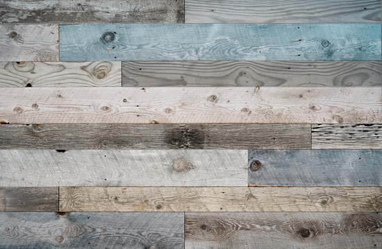 Reclaimed wood flooring with different color boards
