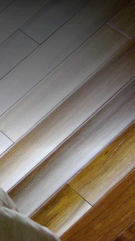 A section of cupped floorboards