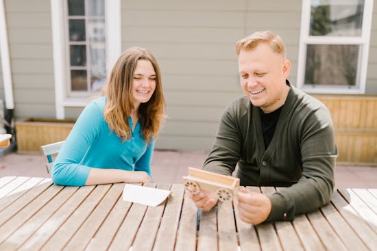 A father and daughter spending time together on a woodworking project