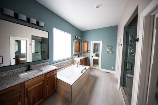 A bathroom, an example of a high-moisture area you don't want to install wood flooring in